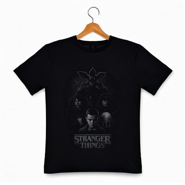 Playera Stranger Things - Diseño Blanco y Negro